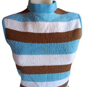 Vintage Women's S/M Handmade Top Sleeveless Mod 1960's Striped Garage Band 1of1